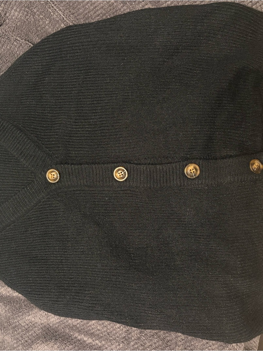 Black Button-Front Knit Sweater